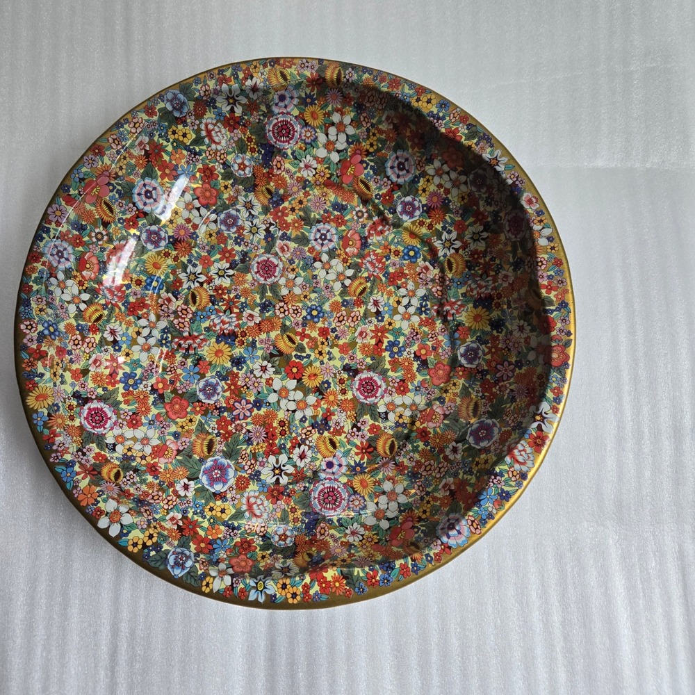 Daher Floral Tin Bowl Home Decor Multicolor Vintage 1971 Chintz England Asian